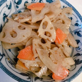 麺つゆで蓮根と人参のきんぴら